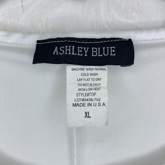 Ashley Blue, XL white/cream polka dot  sheer short sleeve layered blouse - Picture 3 of 3